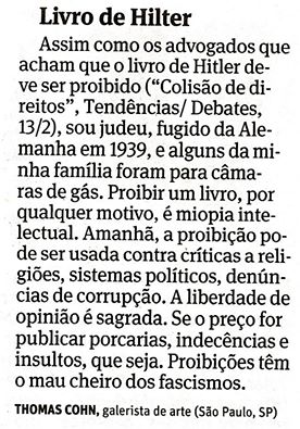 Hitler probibição de seu livro por um judeu